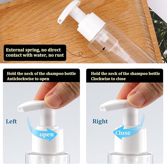Travel Bottles Plastic Pump Bottle Dispenser TSA Approved 3.4oz/100ml 4 Pack - Image 3
