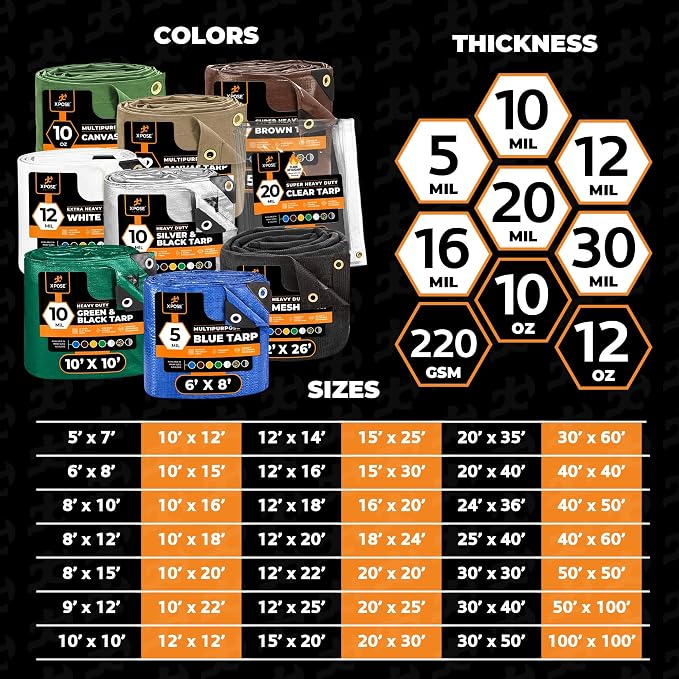 Multipurpose Protective Cover Brown Poly Tarp 9' x 12' - Image 8