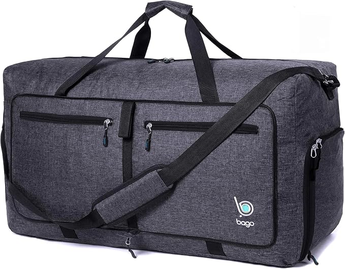 Bago Foldable Duffel Bags for Traveling Women & Men - 60L Medium Packable by BagoTravelBags