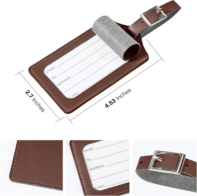 8 Pack Leather Luggage Travel Bag Tags by Travelambo - Image 5