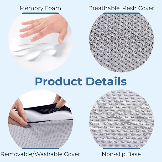 5 STARS UNITED Seat Cushion for Tailbone Pain Relief – Large Memory Foam - Image 7