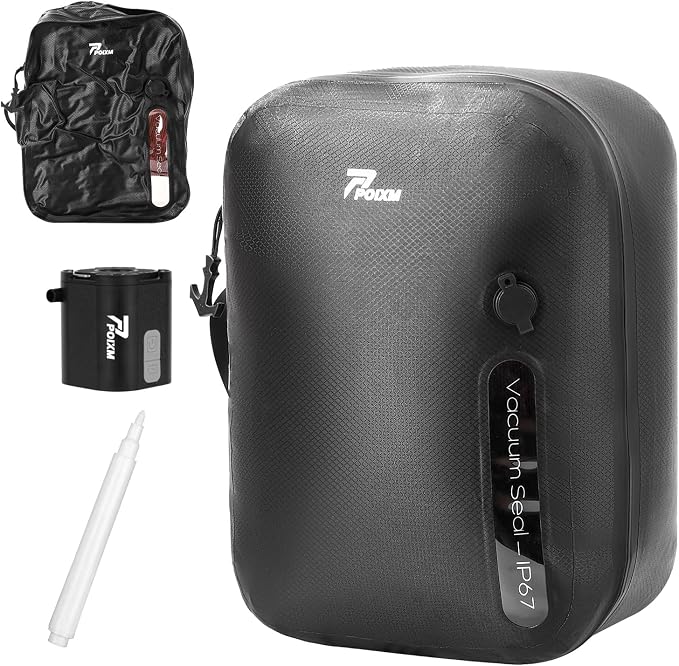 Vacuum Bags for Travel with Wireless Pump, 180° Open Zipper, IP67 Waterproof by POIXM