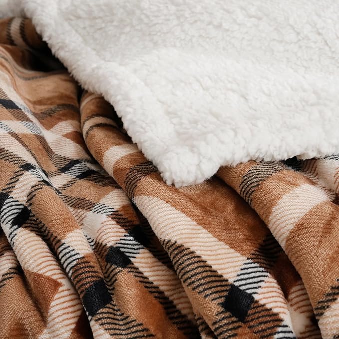 PU MEI Sherpa Fleece Throw Blanket 80" x 90" Reversible Plush Fluffy Large Big - Image 5