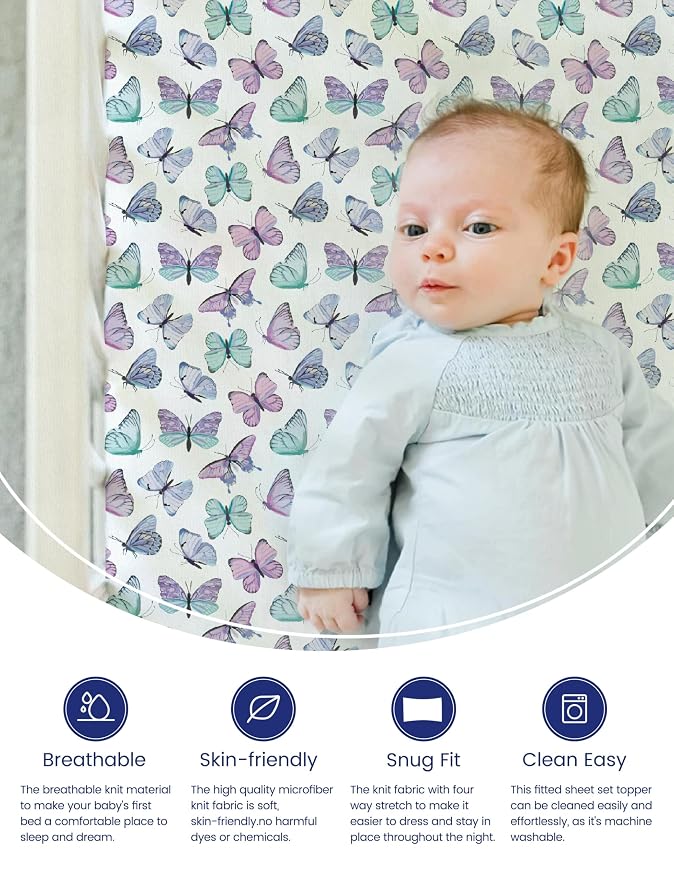 TotAha Soft Crib Sheets Girl-Hypoallergenic, Silky Comfort, Buttery Soft - Image 2