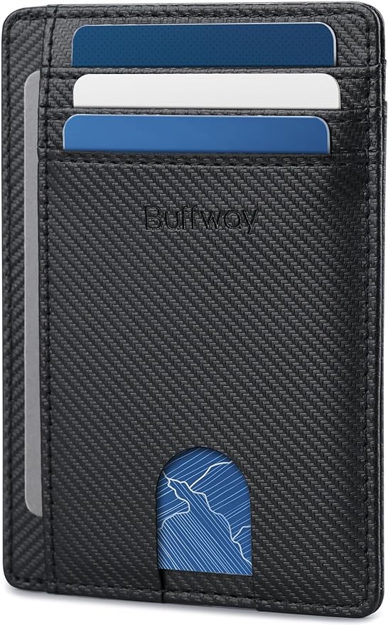Buffway Slim Minimalist Front Pocket RFID Blocking Leather Wallets by Buffway