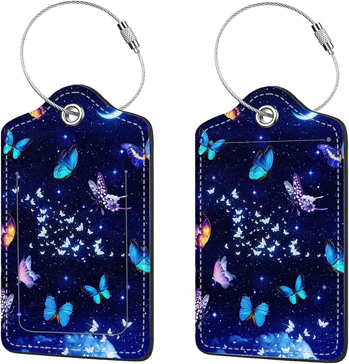 2 Pcs Luggage Tags for Suitcases, PU Leather Cruise Ship Luggage Tags by Anikathy