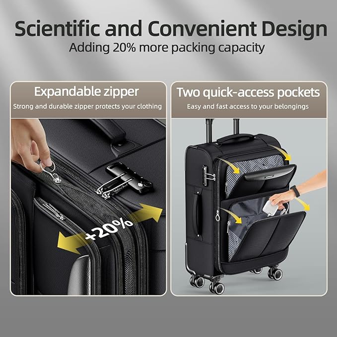 SHOWKOO Luggage Sets 3 Piece Softside Expandable Lightweight Durable Suitcase - Image 4