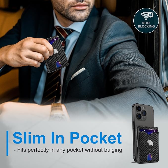 Airtag Wallet for Men, with Money Clip 11 Cards Slim Front Pocket Leather RFID - Image 4