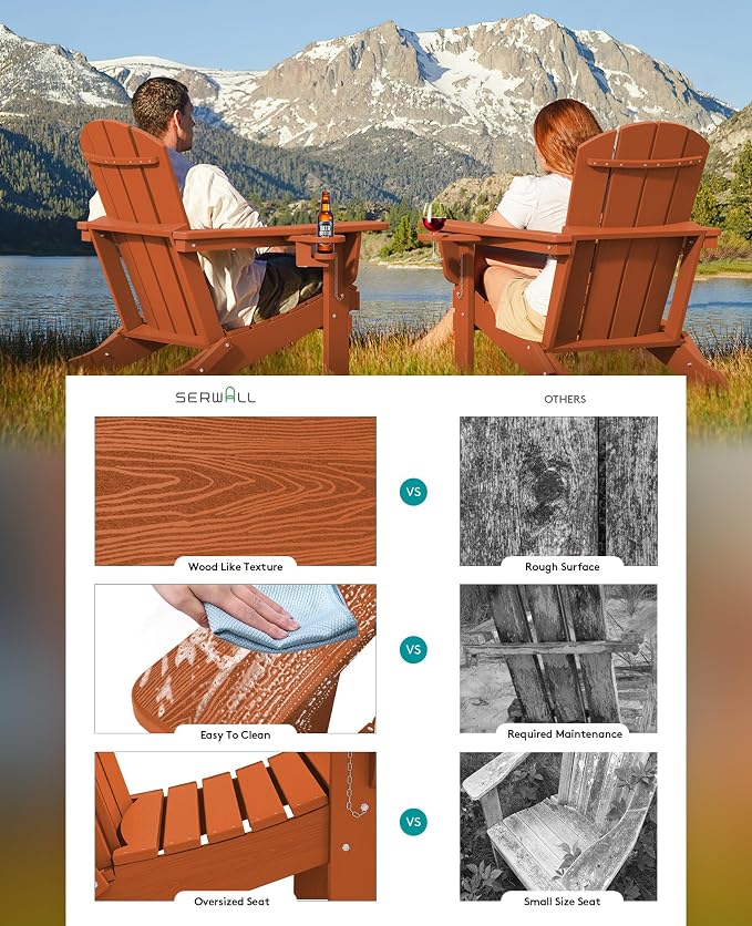 SERWALL Adirondack Chair with Cup Holders - Image 4