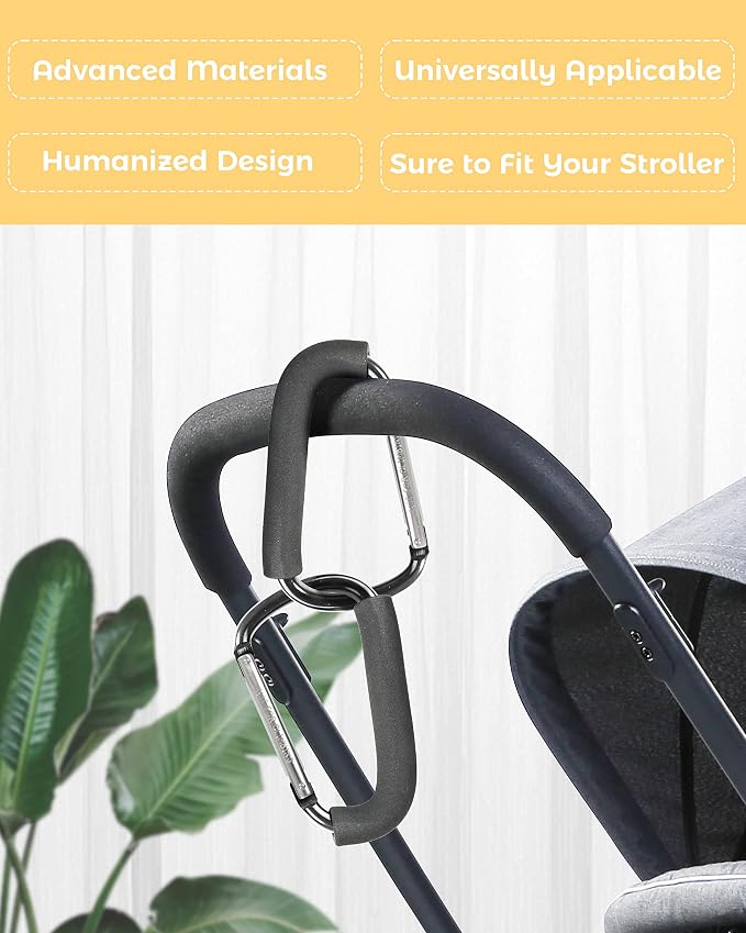 Stroller Hooks, 6.3" Large Stroller Clip, 2 Pack Stroller Hooks - Image 2