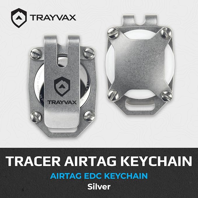 Trayvax Tracer Apple Airtag Keychain, Stainless Steel Air Tag Holder Key Chain - Image 2