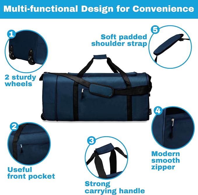 Finnhomy 100L Foldable Rolling Duffel Bag - Image 4