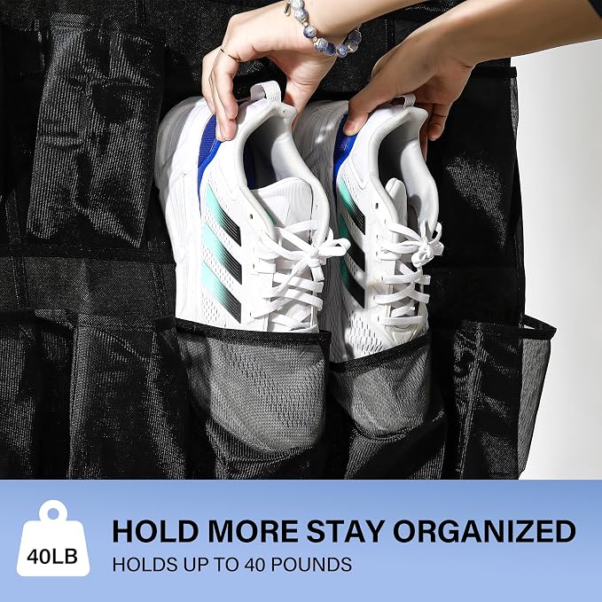 35Large Pockets Over The Door Shoe Organizer, Mesh Pockets Shoe Holder Rack - Image 3