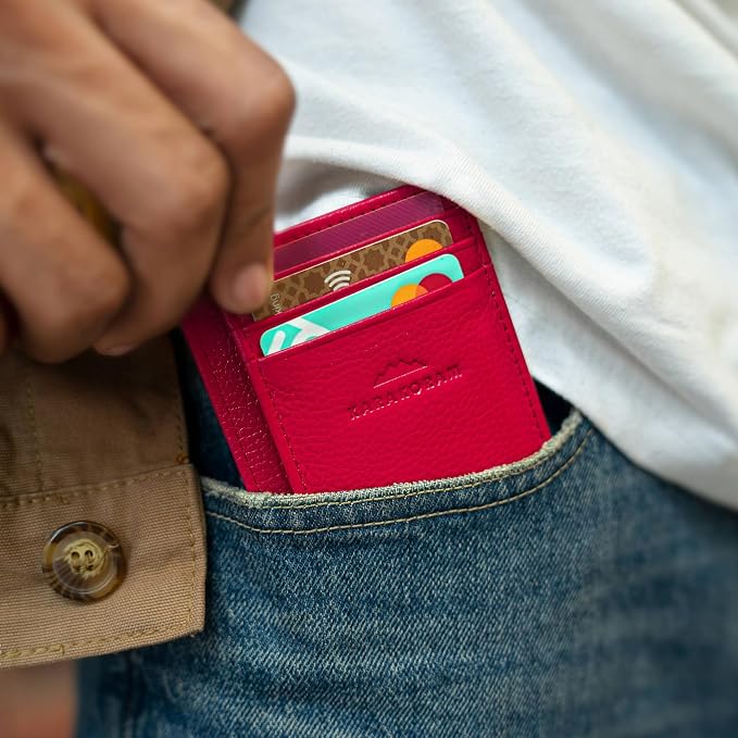 KARAKORAM Vertical Handcrafted Premium Leather Front Pocket Credit Card Holder - Image 4