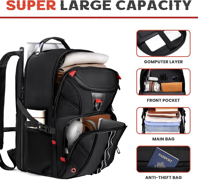 Extra Large Travel Laptop Backpack, 18.4 inch XXXL Gaming Backpack, TSA - Image 3