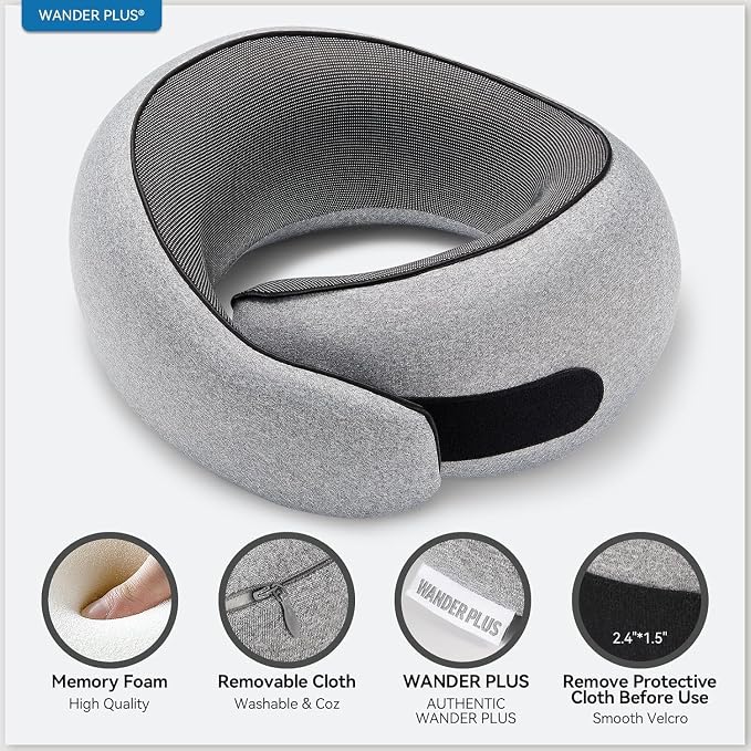 WANDER PLUS® Travel Neck Pillow, Memory Foam Neck Pillow - Image 4