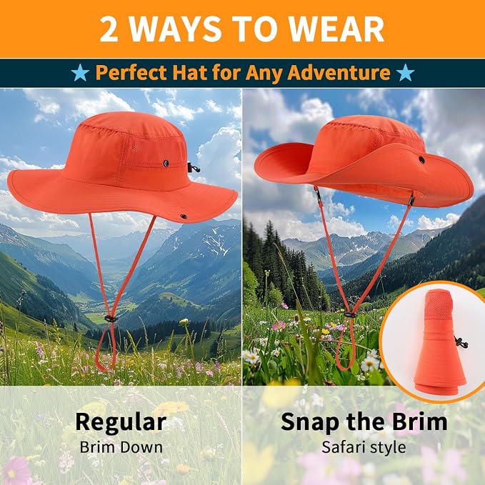 Home Prefer UPF50+ Mens Sun Hat Wide Brim Womens UV Protection Beach Bucket Hat - Image 2