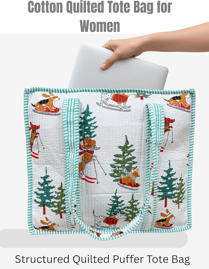 Cotton Quilted Tote Bag for Women – Large Beach & Travel Tote - Image 4