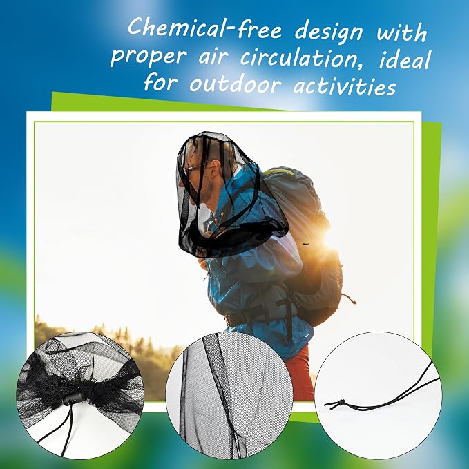 6 Pack Mosquito Head Net Bug Wearable Head Net Mesh - Image 6