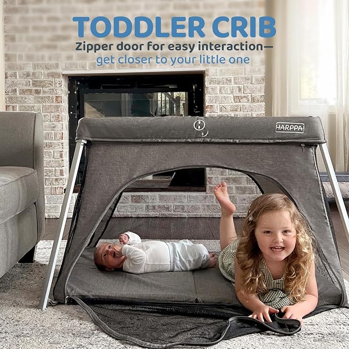 HARPPA Travel Crib with Comfy Mattress, Lightweight Portable Crib Requires No - Image 7