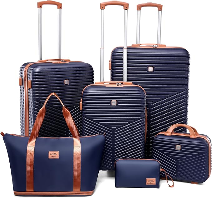 Hoteel 6 Piece Luggage Set Carry on ABS+PC Hard Shell Suitcase by HOTEEL