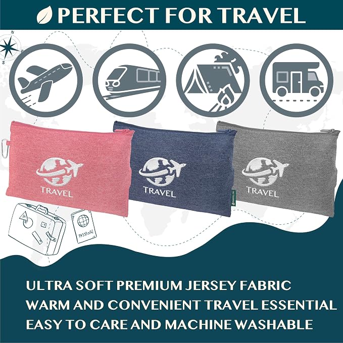 PAVILIA Travel Blanket Compact, Airplane Packable Bag, Soft Fleece Portable - Image 5