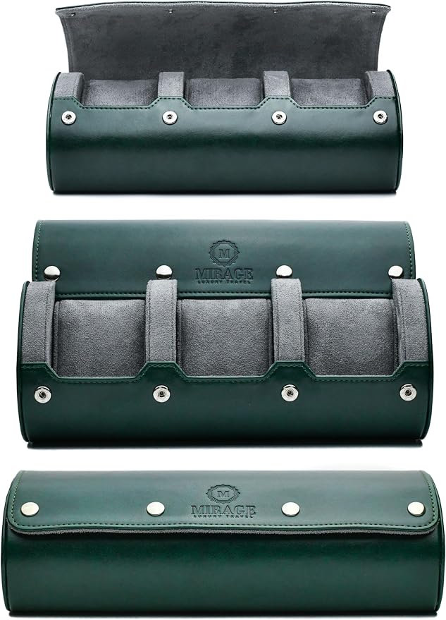 Watch Cases for Men – Travel Watch Roll Case – 3 Watch Travel Case Holder by MirageLuxuryTravel