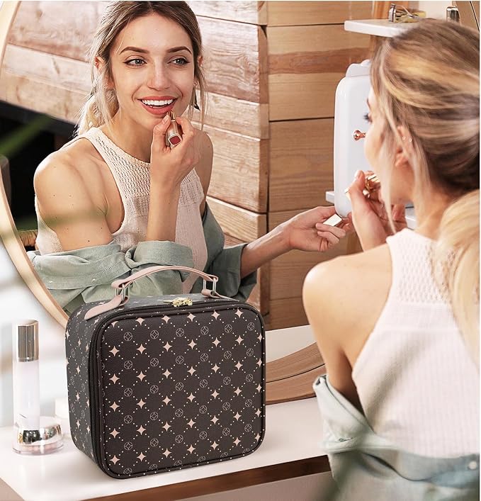 Travel Makeup Bag With 360° rotating LED Mirror, Waterproof cosmetic organizer - Image 8