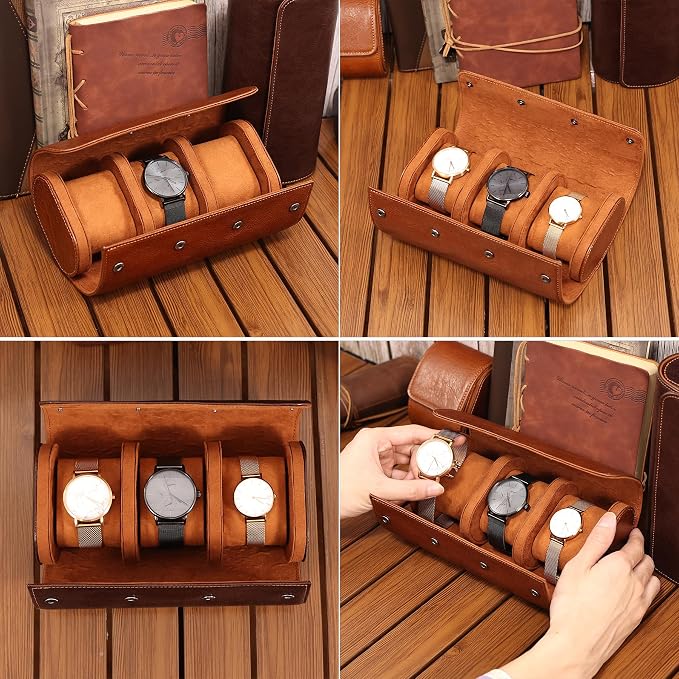 JOYIR Watch Roll for Travel, Genuine Leather Watch Case Organizer - Image 2