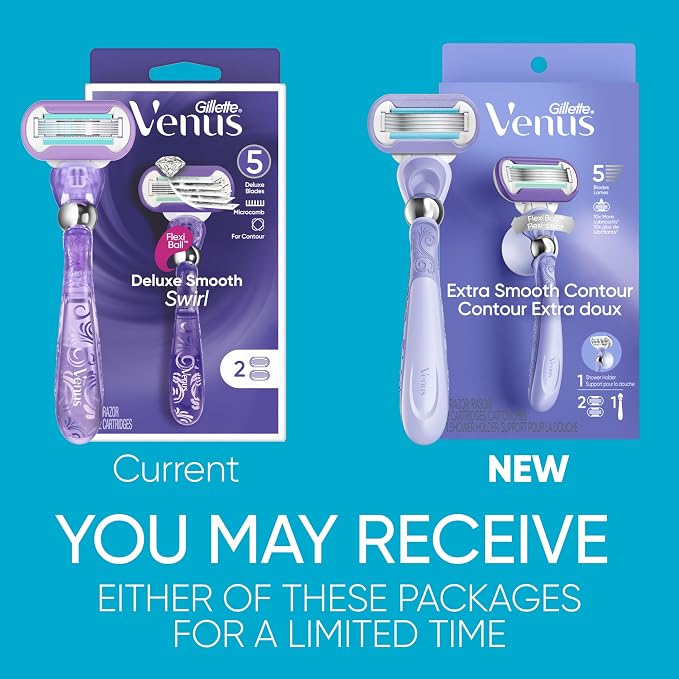 Gillette Venus Deluxe Smooth Swirl Women's Razor Handle + 2 Blade Refills - Image 2