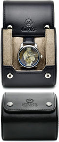 Leather Watch Roll Travel Case for Men – 1 Watch Holder Box by MirageLuxuryTravel
