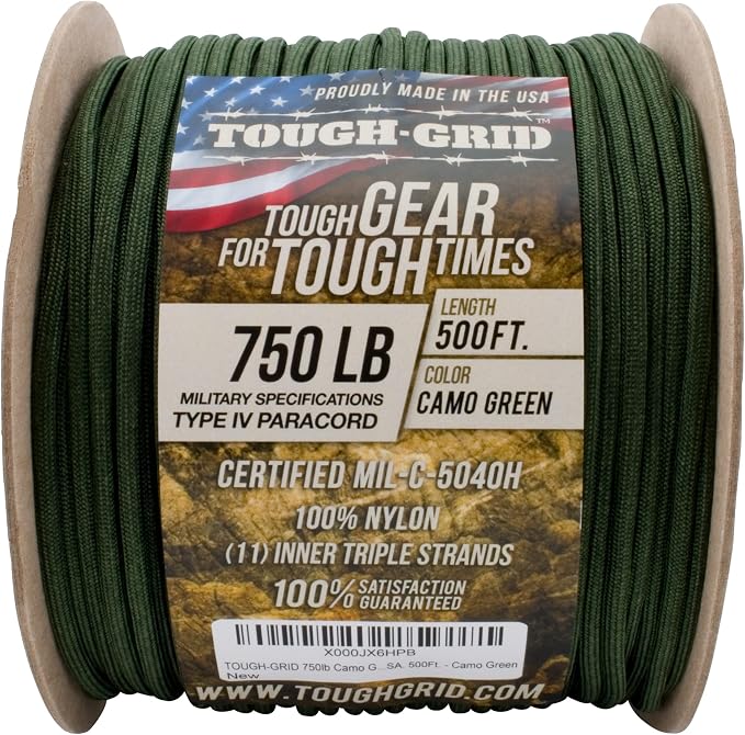 TOUGH-GRID 750 Paracord Rope Nylon Parachute Cord, Made in USA Survival Kit - Image 4