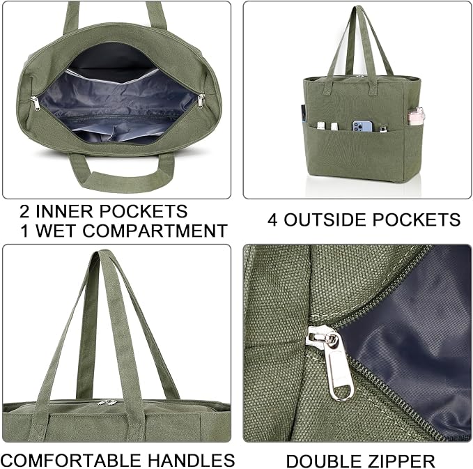 LEDAOU Large Beach Tote Bag Women Waterproof Sandproof Zipper Beach Tote Bag - Image 7