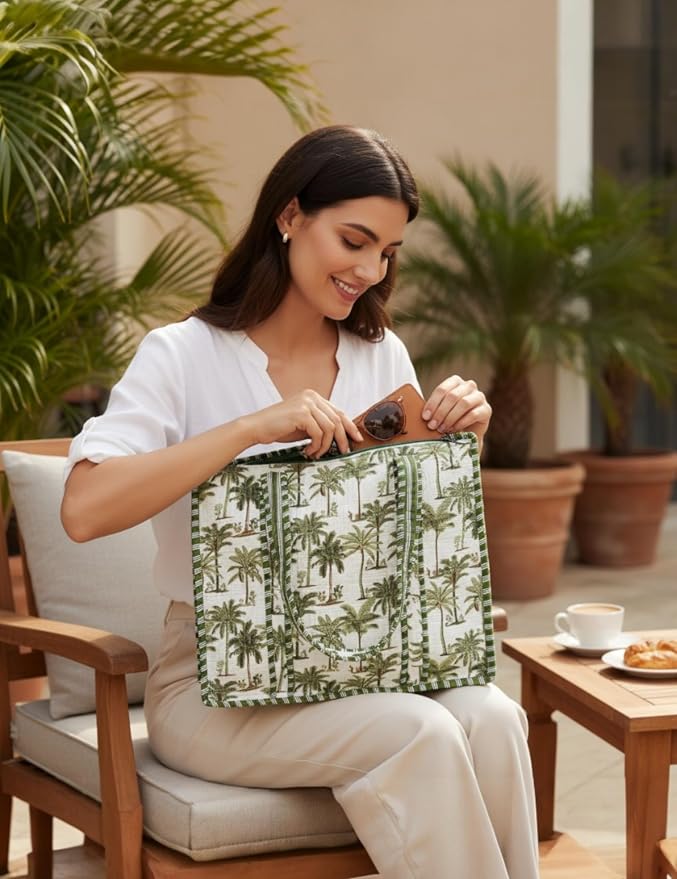 Cotton Quilted Tote Bag for Women – Large Beach & Travel Tote - Image 3