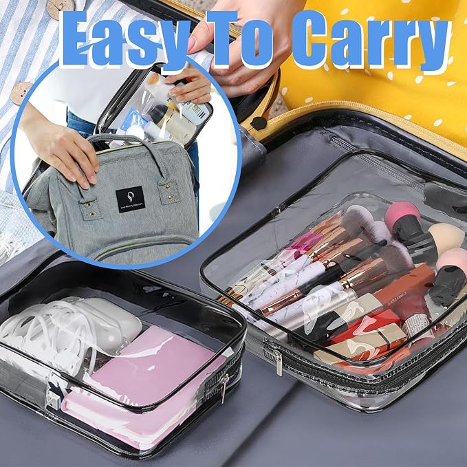12 Pcs Clear Toiletry Bag PVC Waterproof Zippered PVC Cosmetic Makeup Carry - Image 6