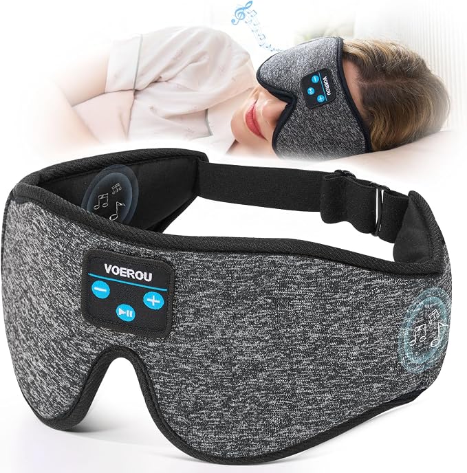 Voerou Sleep Mask with Bluetooth Headphones, Zero Pressure Wireless Sleeping by Voerou