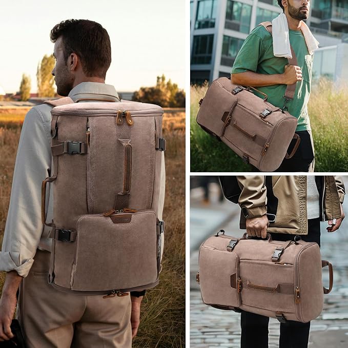 G-FAVOR 40L Travel Backpack, Vintage Canvas Rucksack Convertible Duffel Bag - Image 2