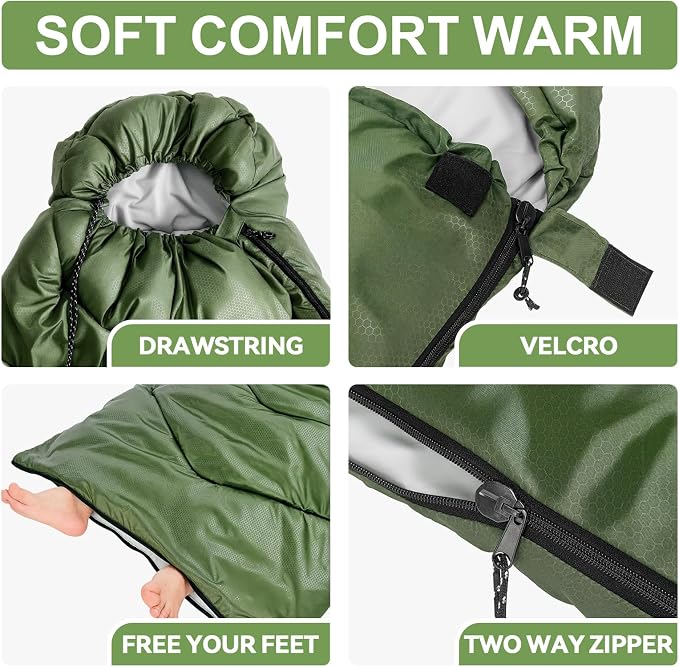 Sleeping Bags for Adults Cold Weather, Waterproof, Lightweight Camping Sleeping - Image 6