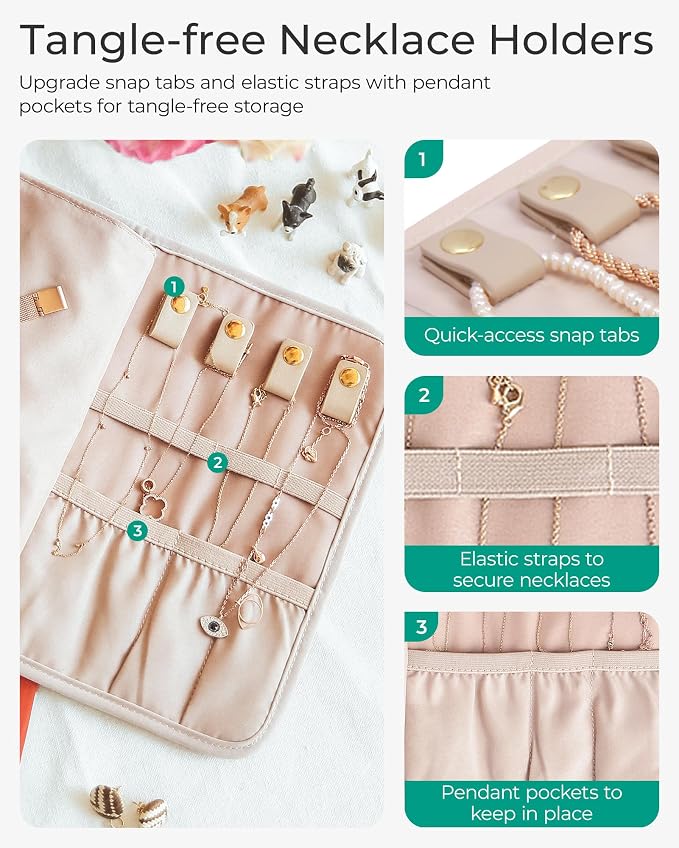 BAGSMART Travel Jewelry Organizer Roll Foldable Jewelry Case - Image 5