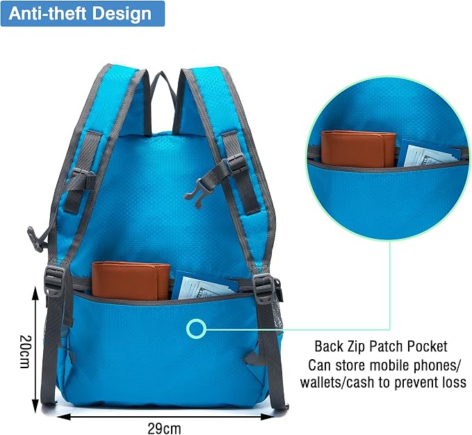 YZAOLL Small Lightweight Packable Hiking Backpack, 20L Hiking Backpack Day Pack - Image 5