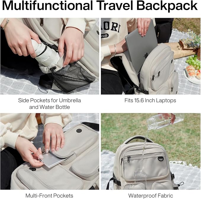 mixi Travel Laptop Backpack, Lightweight Durable School Bookbag Men Woman 15.6" - Image 4
