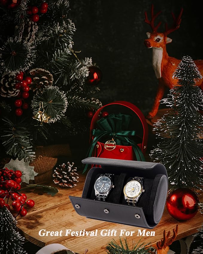 MR.OKAY 2 Watch Travel Case- Classic Leather Watch Case - Image 3