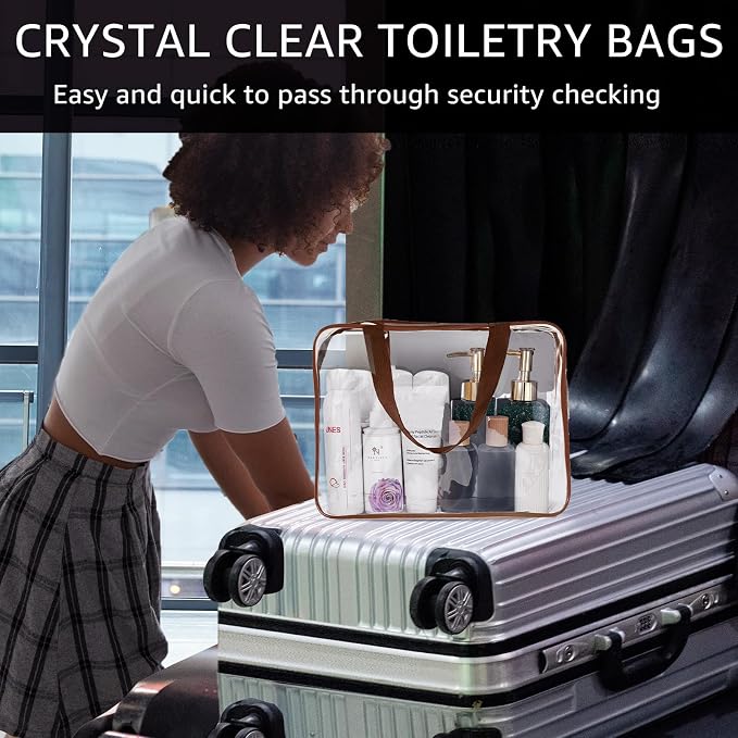 2Pcs Crystal Clear PVC Travel Toiletry Bag Kit - Image 2