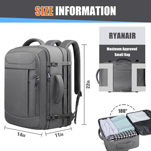 55L Travel Backpack, Carry On Backpack, Expandable 50L - 60L Anti-Theft TSA - Image 2