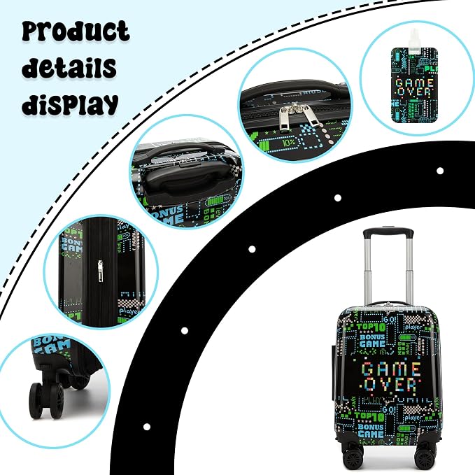 Suitcase for Kids 16inch Car Luggage Set for Boys Travel Suitcase Hard Shell - Image 3