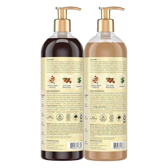 SheaMoisture Strengthen & Restore Shampoo and Conditioner Bundle Jamaican Black - Image 2