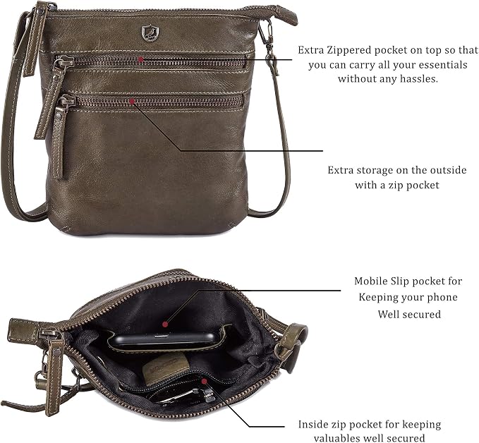 Crossbody Sling Bag for Women Small Real Leather Purse Vintage Travel Crossover - Image 2