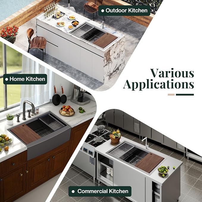 36-Inch Undermount Kitchen Sink Workstation, 16 Gauge Stainless Steel Double - Image 9