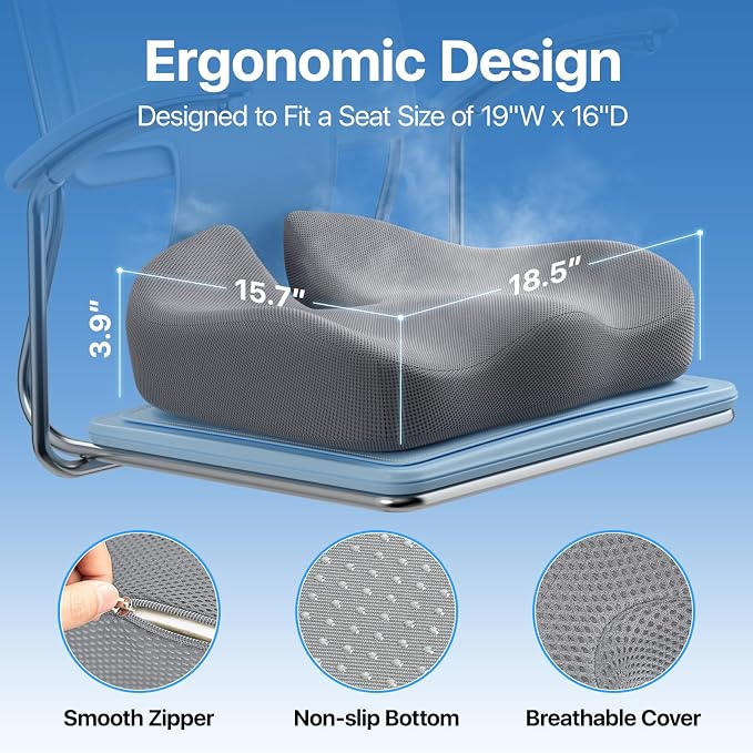 Seat Cushion, Extra Large Memory Foam Cushion - Image 3
