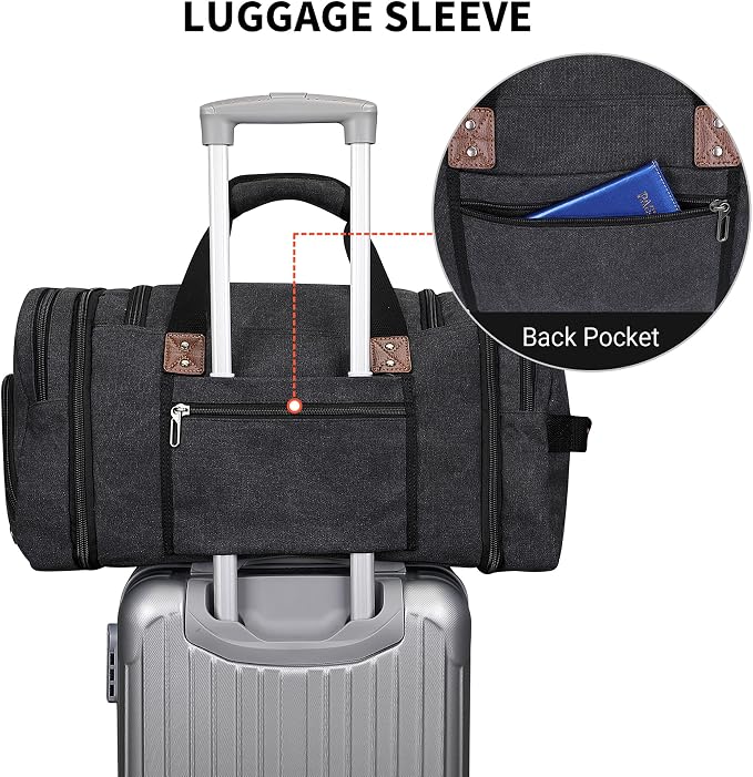 WITZMAN Mens Duffle Bags for Traveling Canvas Weekender Travel Bag Expandable - Image 7